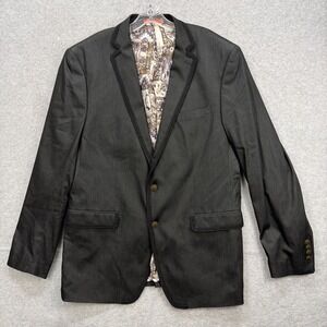 Tallia Blazer Mens 46 Long Black Gimp Braid‎ Cord Suit Coat Jacket Brass Buttons